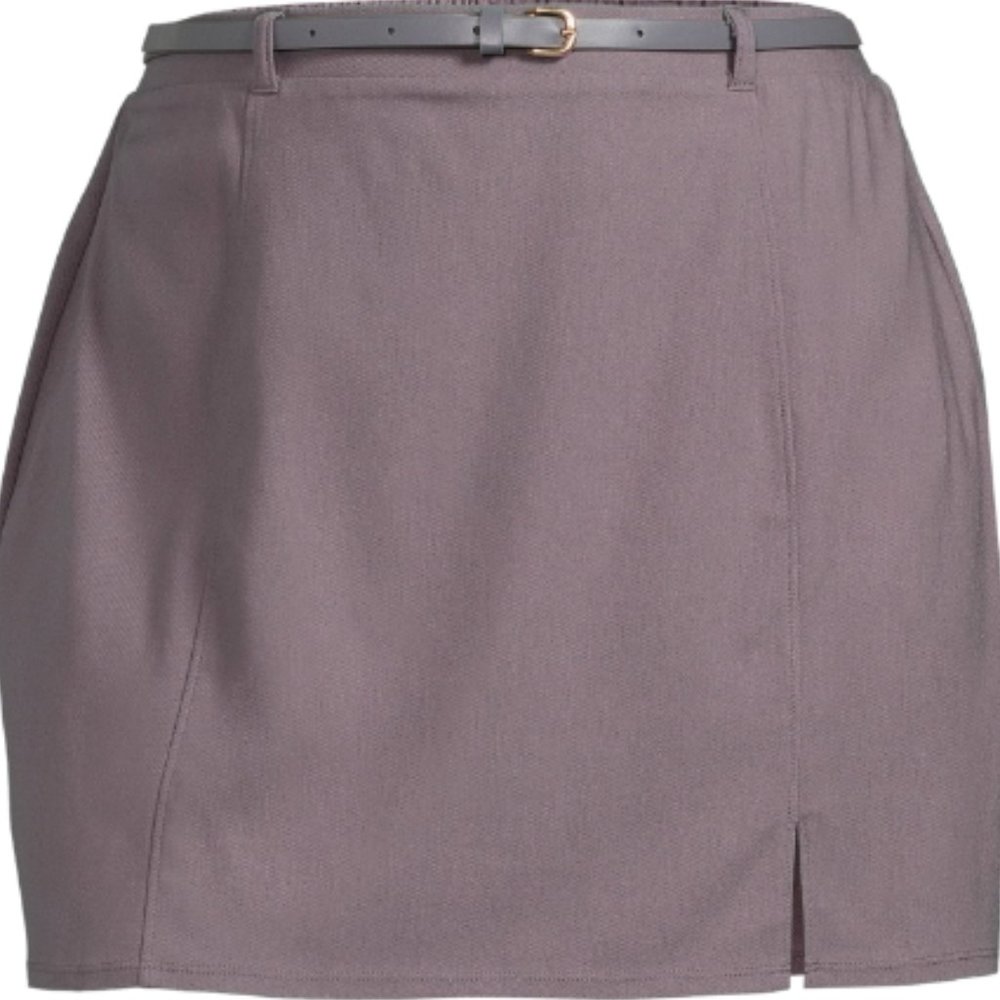 NWT No Boundaries Grey Asymmetric Side-Slit Hem Belted Mini Skirt Size Large